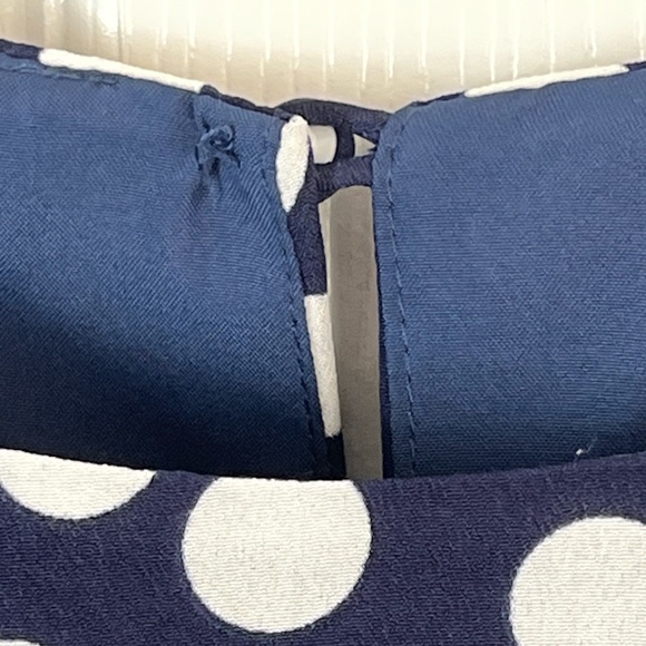 J. Crew Gallery Shift dress, navy blue with white polka dots, size 4 - Picture 4 of 10